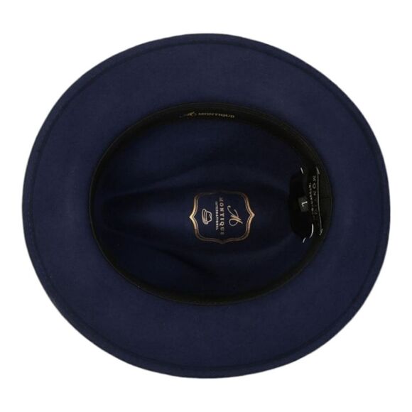 MEN'S MONTIQUE 2" SNAP BRIM CRUSHABLE 100% WOOL FELT FEDORA HAT. H10 NAVY. - Picture 4 of 6